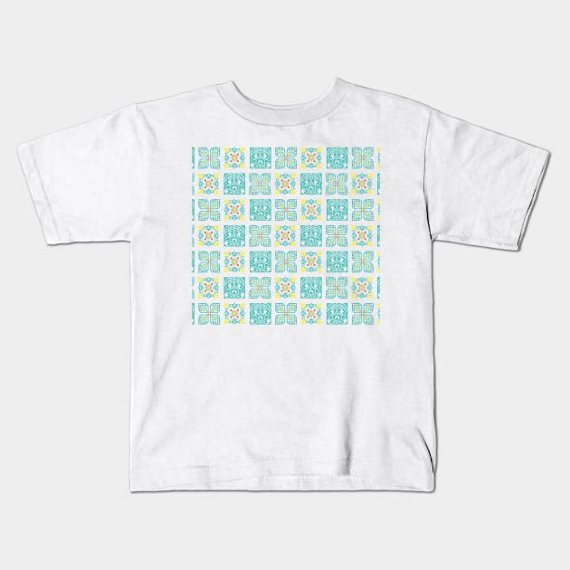 Portuguese blue tile pattern Kids T-Shirt by SamridhiVerma18